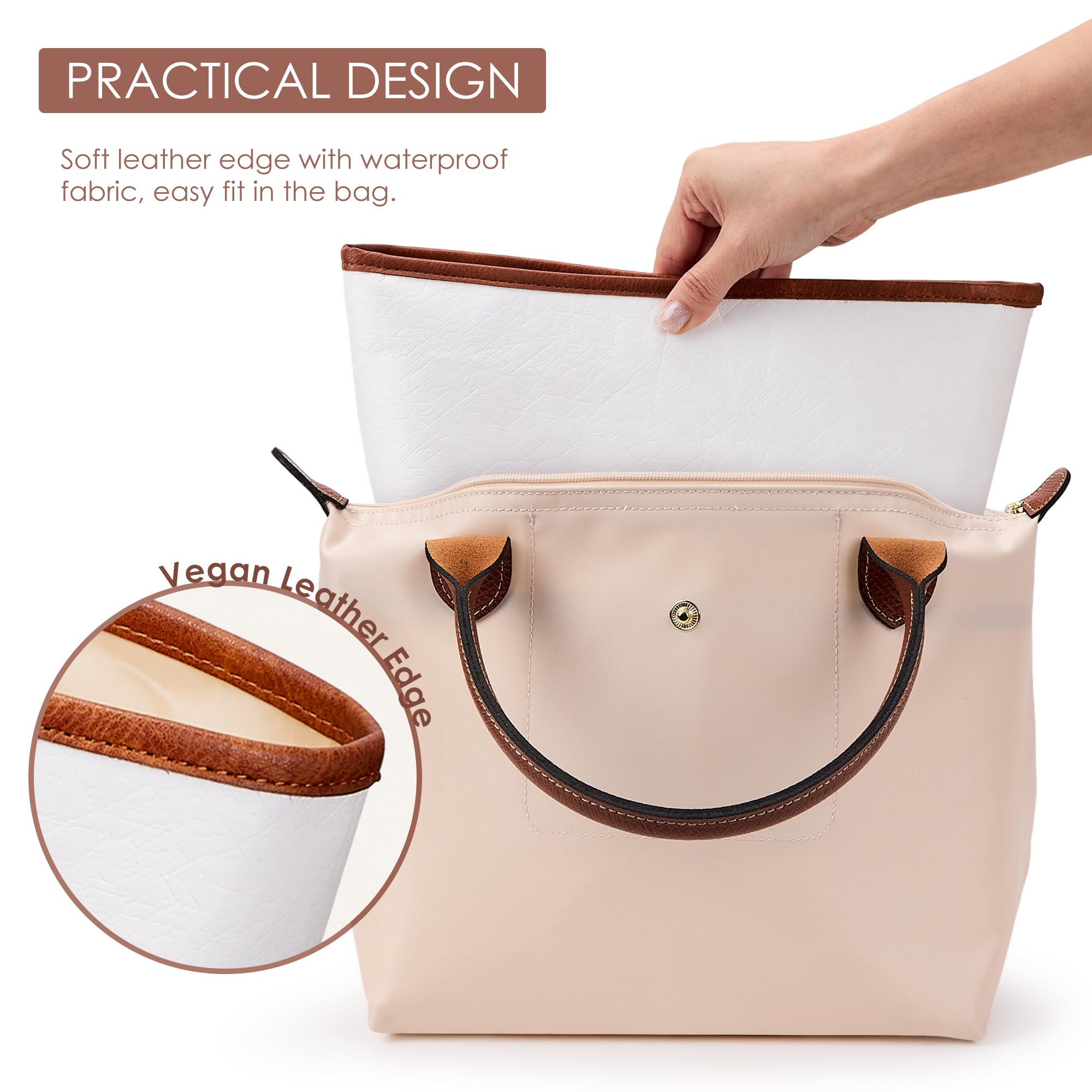KALIDI Organizador de Bolso Inserto para Longchamp Le Pliage S Xtra, Funda Ultraligera Impermeable con Divisores Internos Mejorada para Bolso de Mano de Mujer, Blanco Pequeño