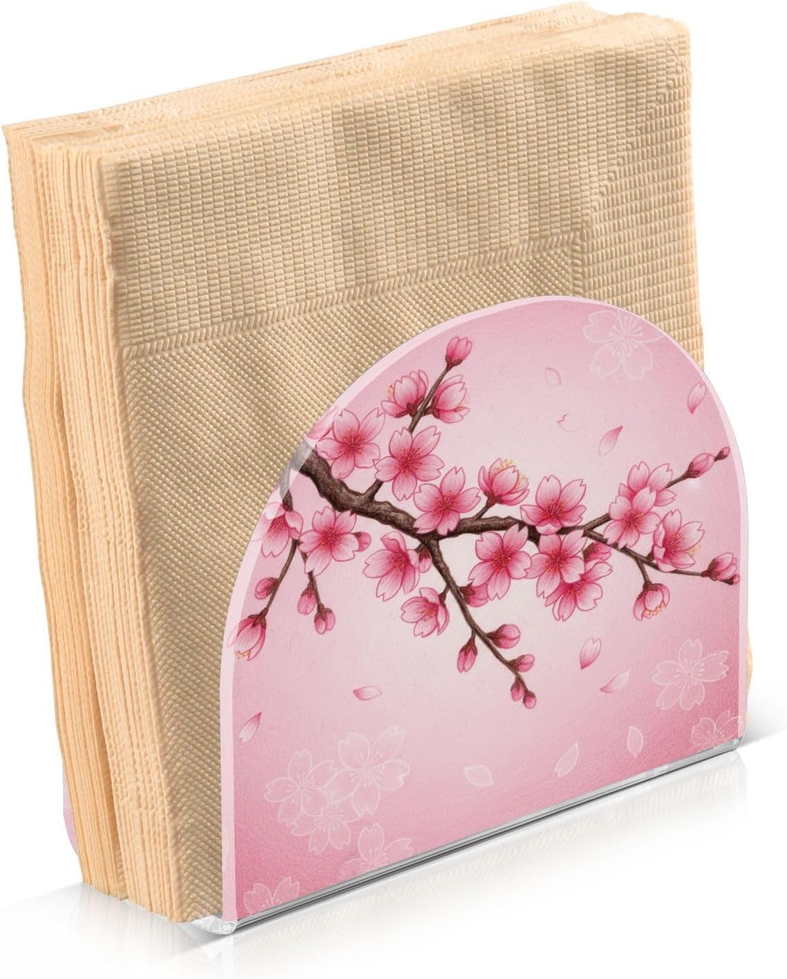 Spring Cherry Blossom Background Napkin Holder for Table Kitchen Decor Acrylic Paper Napkin Holders for Tissue Dining Room Indoor Outdoor Party Holiday Accessories