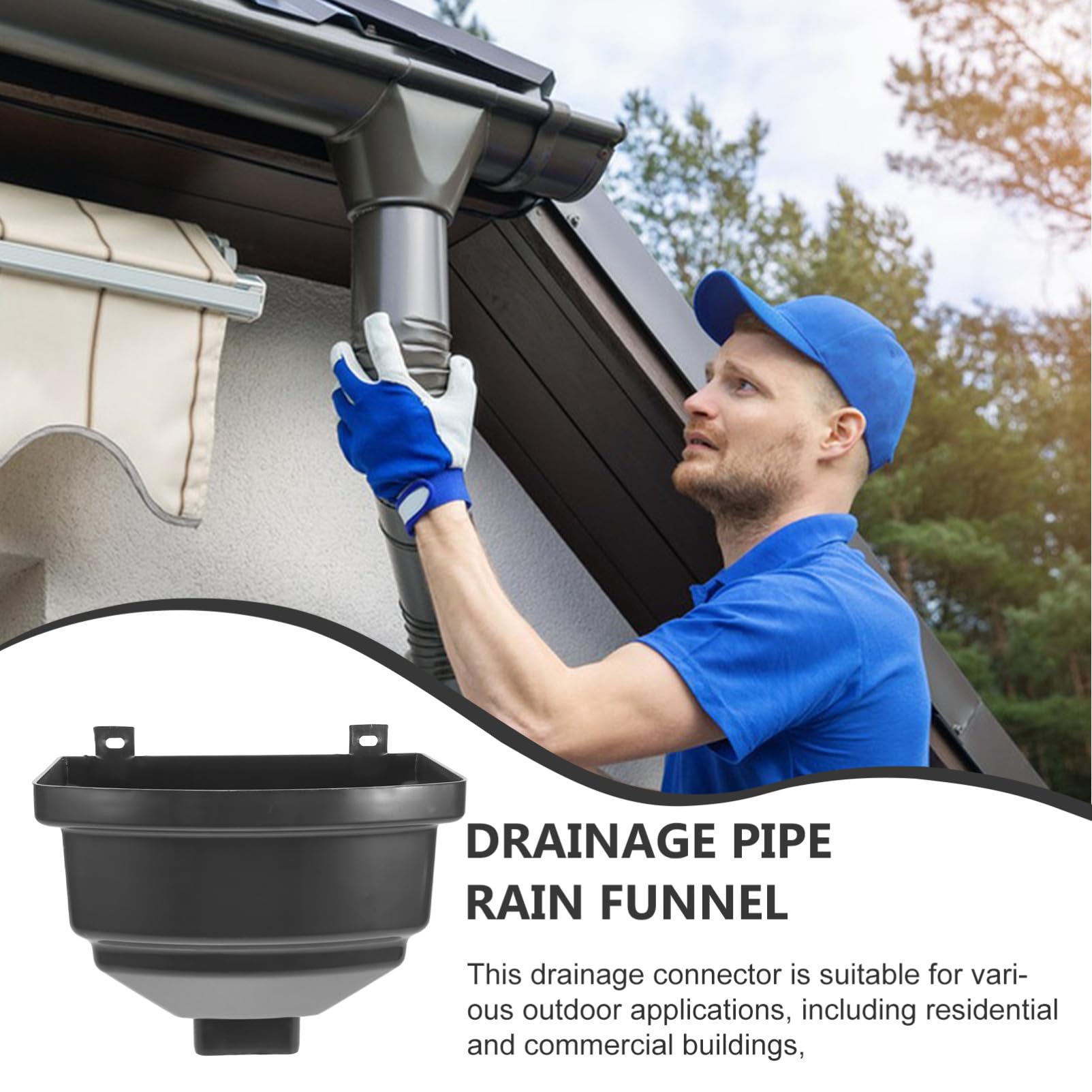 Holibanna Desviador de Bajante Curvado para Canalón de Agua Lluvia Adaptador PVC Resistente Uv para Sistema de Recogida de Agua Pluvial Tejados Evita Desbordamientos y Protege Cimientos