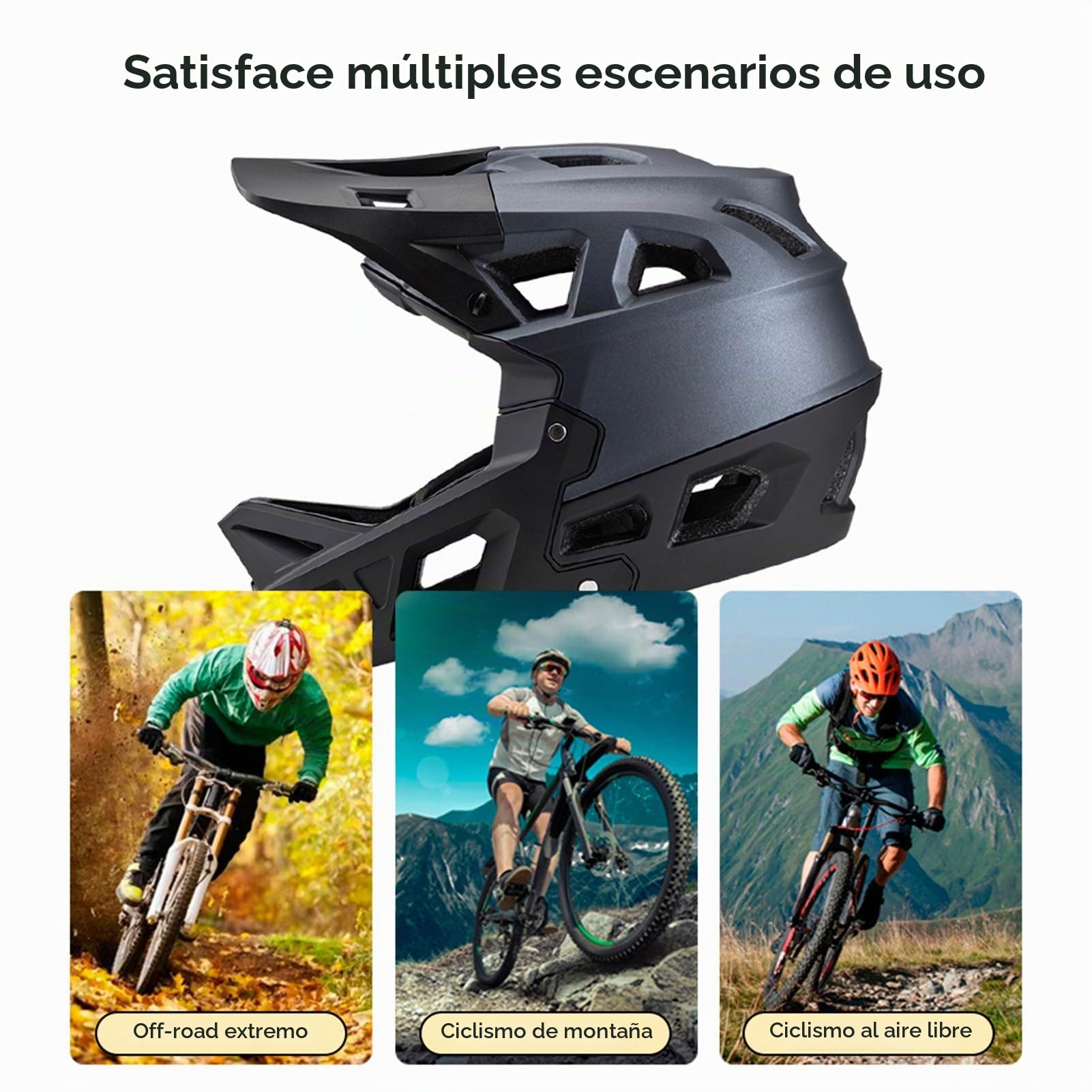 Casco de Bicicleta de Montaña para Adultos, Casco Descenso para Hombres y Mujeres con Más 31 Respiraderos, Bicicleta con Visera (VroomotoFgIB-BG-M)