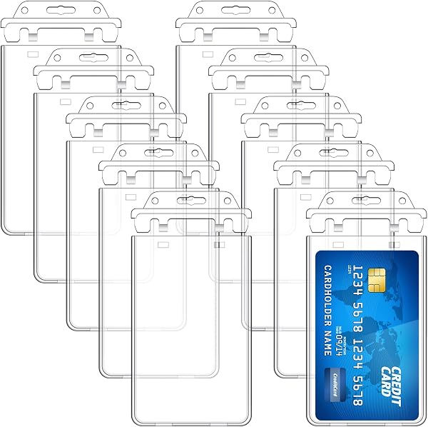Tinlade Permanent Locking Hard Plastic Badge Holder Vertical Clear ID Badge Holder Heavy Duty Protector Case for Office
