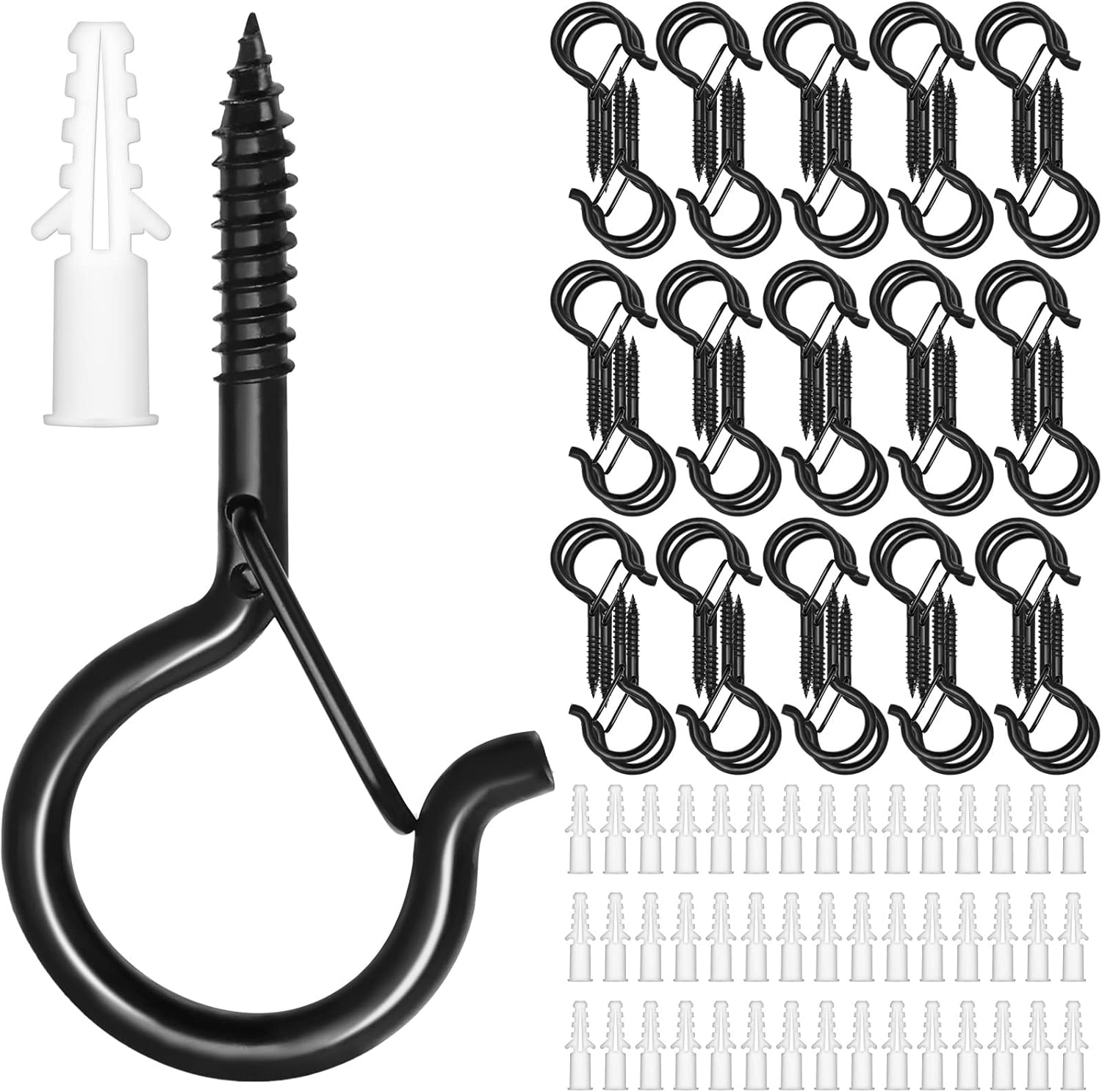 Mckanti 50 Pack Screw Hooks for Outdoor String Lights, Outdoor Hooks ...