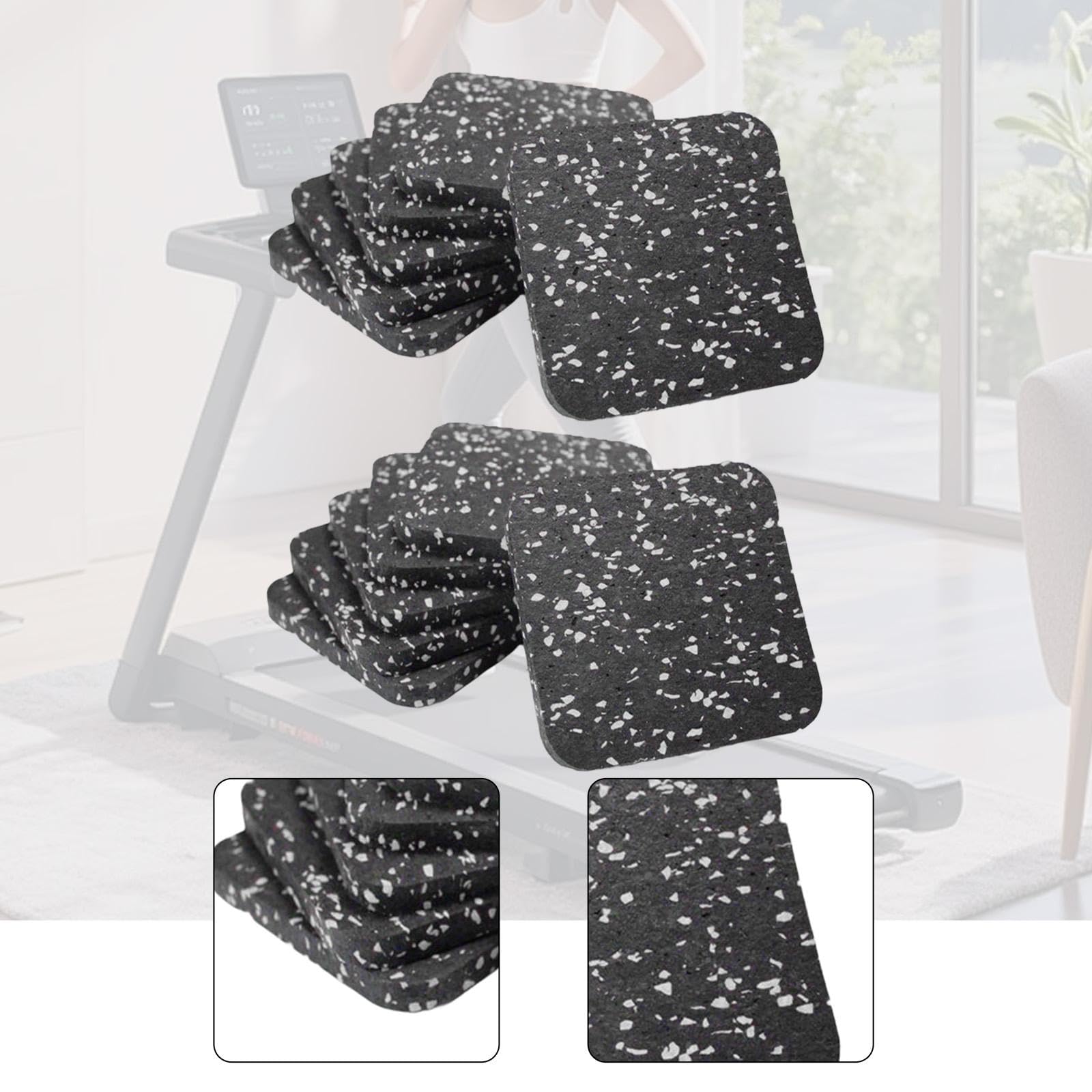 Amagogo 12 Pezzi Tappetini Tapis Roulant Tappetino Antivibrazione Tappetino Attrezzatura Fitness Antiscivolo Realizzato in Gomma per Assorbire Urti E Ridurre, in Bianco E Nero