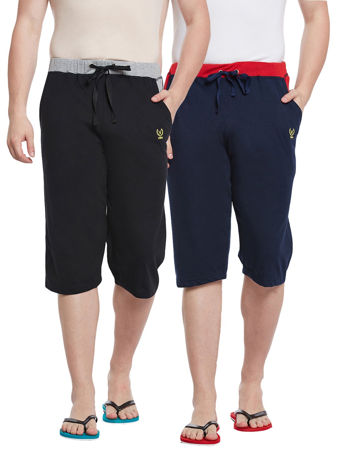 Regular Fit Men Capris Pack of 2-MACK57845-image-41