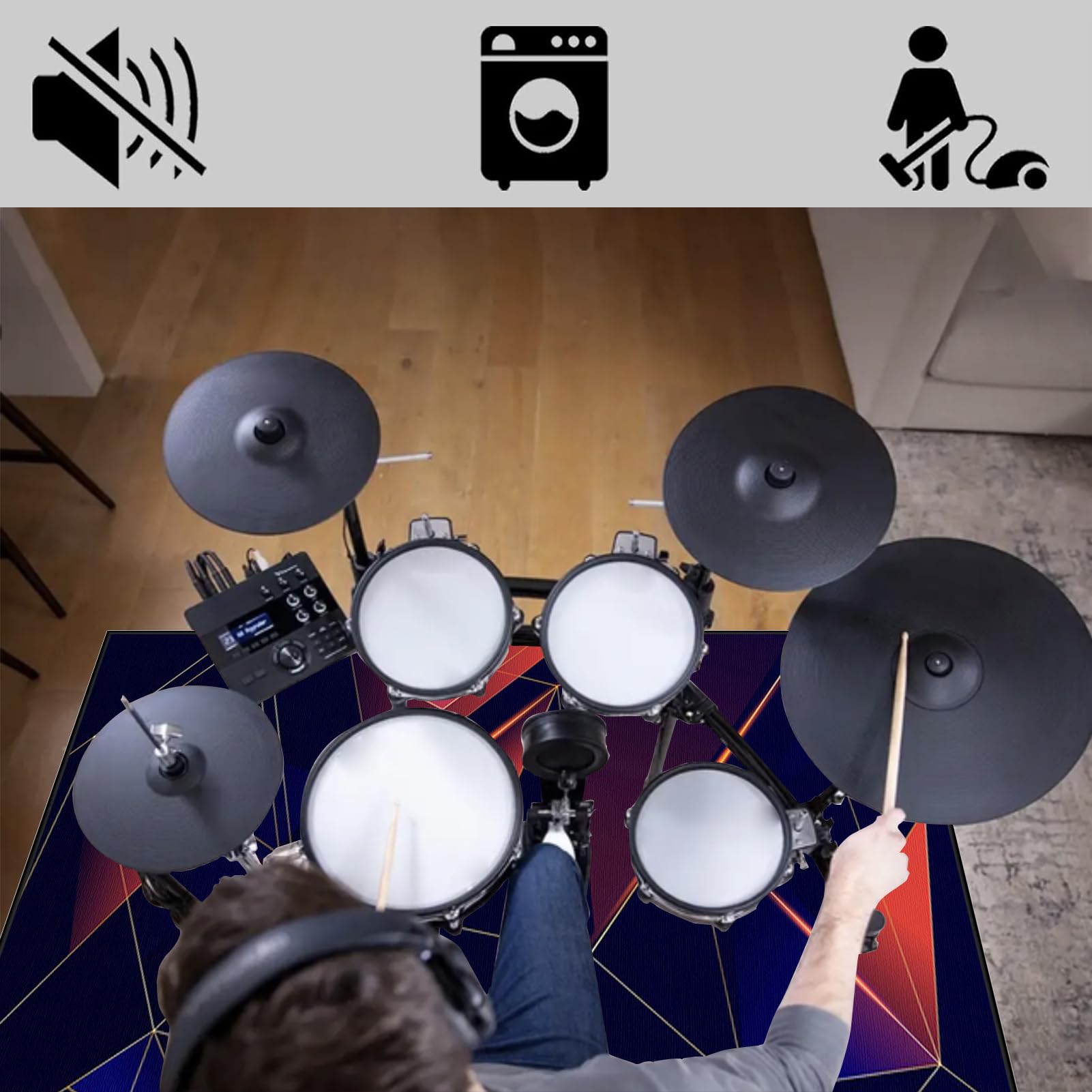 Mata perkusyjna Mata dźwiękochłonna Elektroniczna mata bębnowa Profesjonalna mata Jazzowa Mata perkusyjna do dużych skarbów i innych instrumentów muzycznych 230 x 200 cm