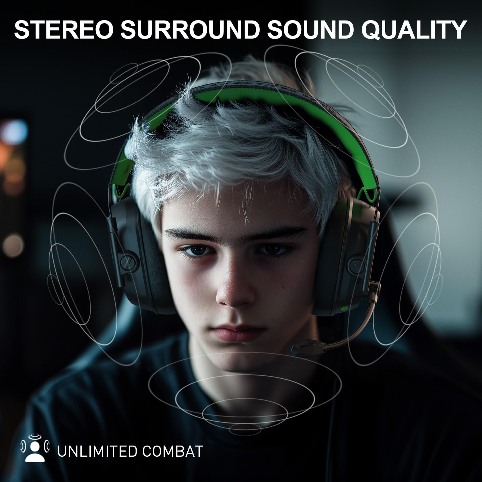 Skapendy VK81 Gaming Headset, 2.4GHz+BT(≤20ms), 3D Surround Sound Wireless Headset Mit ENC Noise Cancelling Mikrofon für PS5, PS4, Switch, Mac, PC, Mobile