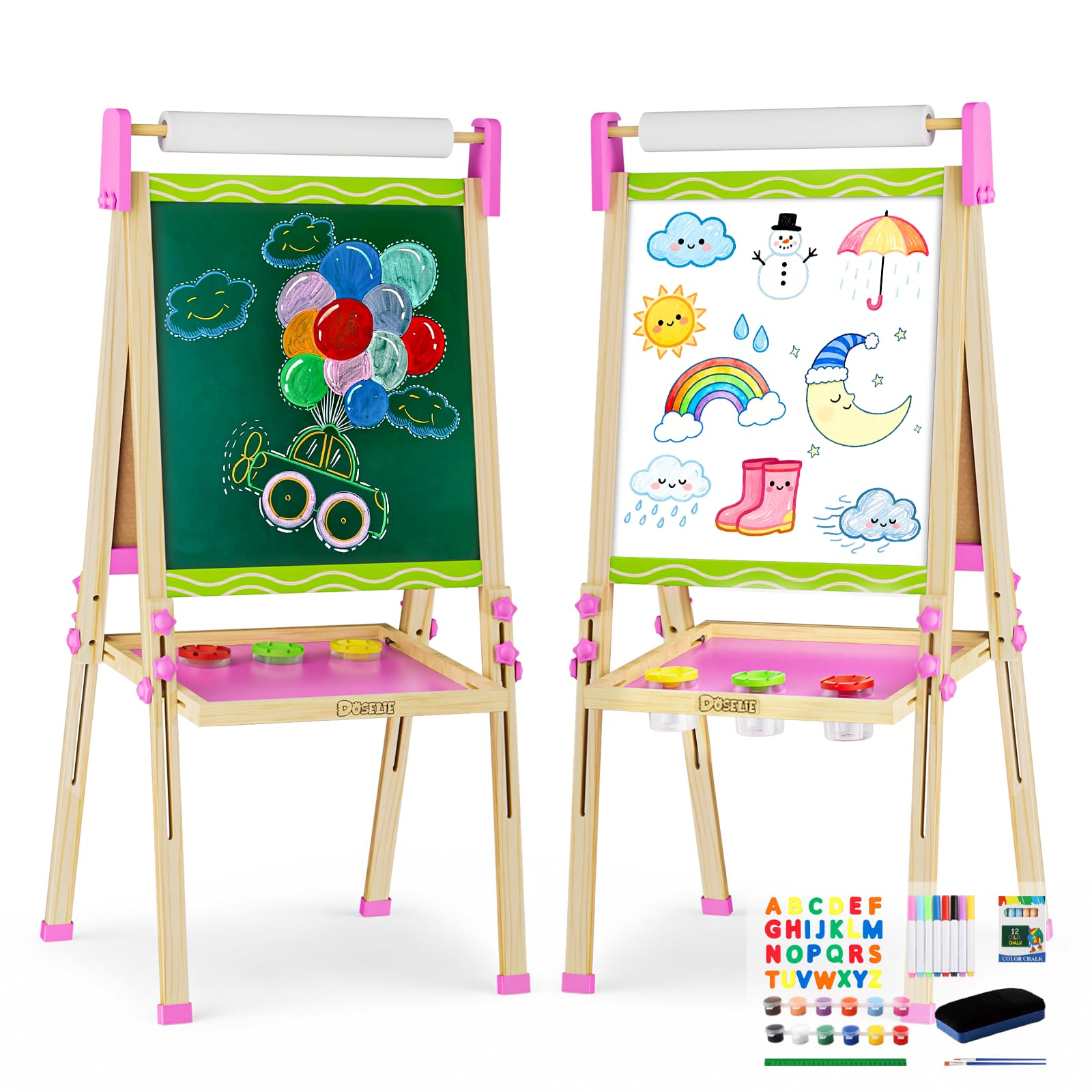 Doselie Adjustable Wooden Easel for Kids