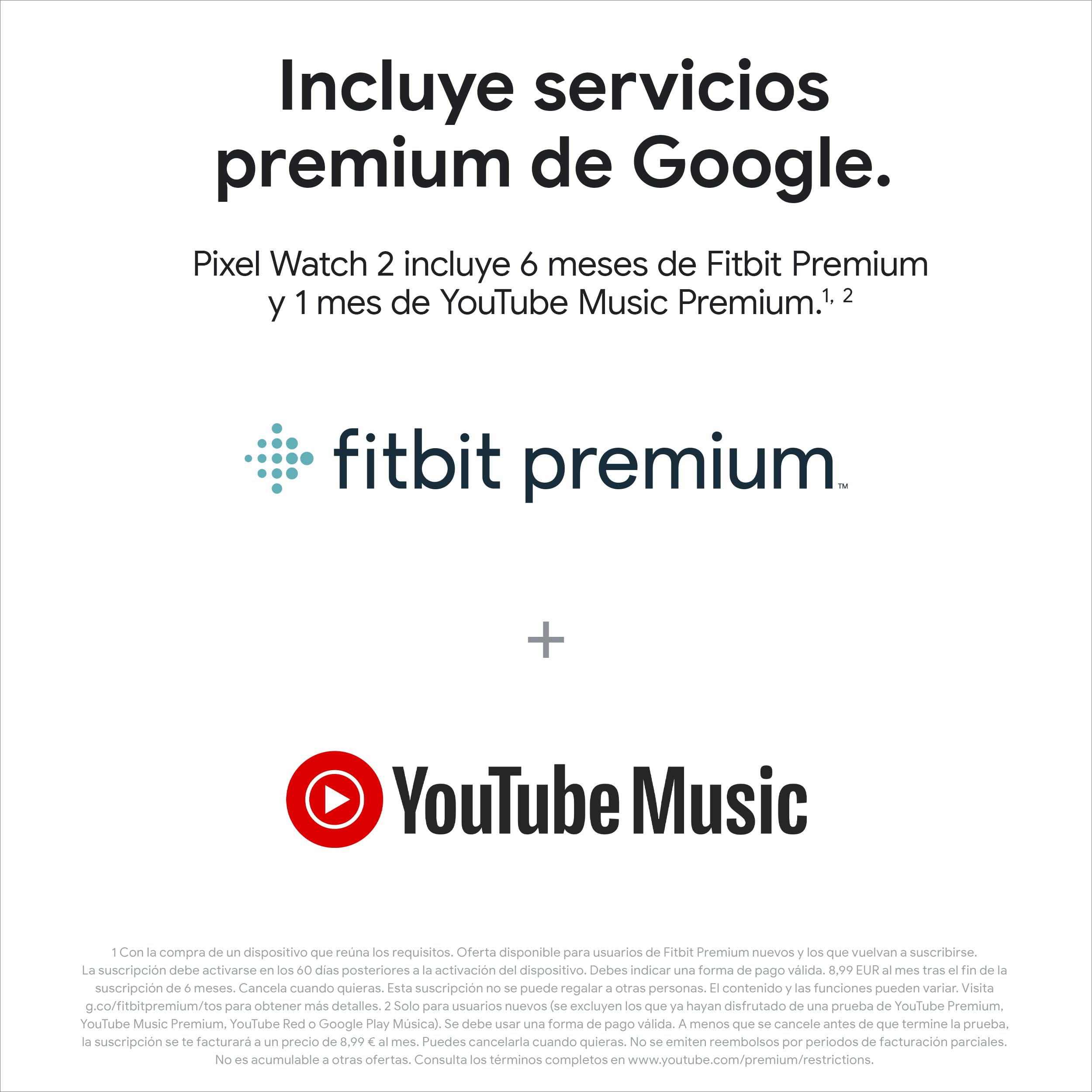 Google Pixel Watch 2 con Fitbit y Google - Control de frecuencia cardiaca, gestión del estrés y seguridad - Smartwatch Android - Caja de aluminio en negro mate - Correa deportiva en obsidiana - Wi-Fi