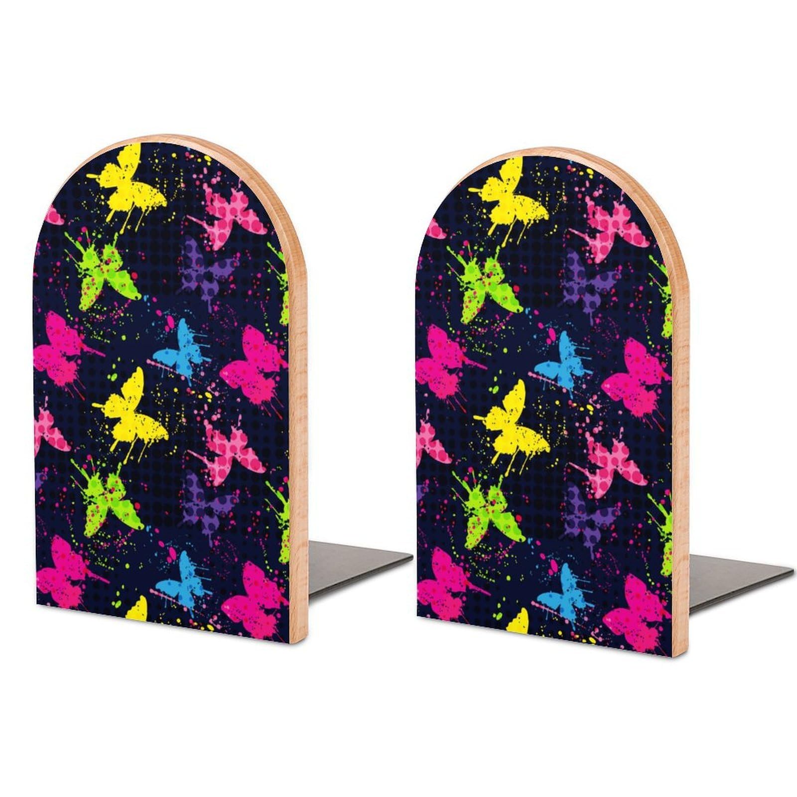 Tie-Dye Abstract Butterflies Book Ends for Shelves Bookends Bookshelf Holder Stand Books Stopper Home Office Decor