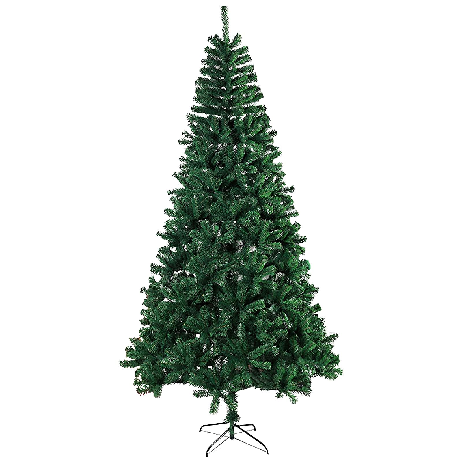 Arbol de Navidad Artificial Verde Sin Adornos Plantas Artificiales Exterior con Soporte De Metal Árboles de Navidad Originales de PVC para Fiestas, Dormitorios, Tiendas(210cm/82.7")