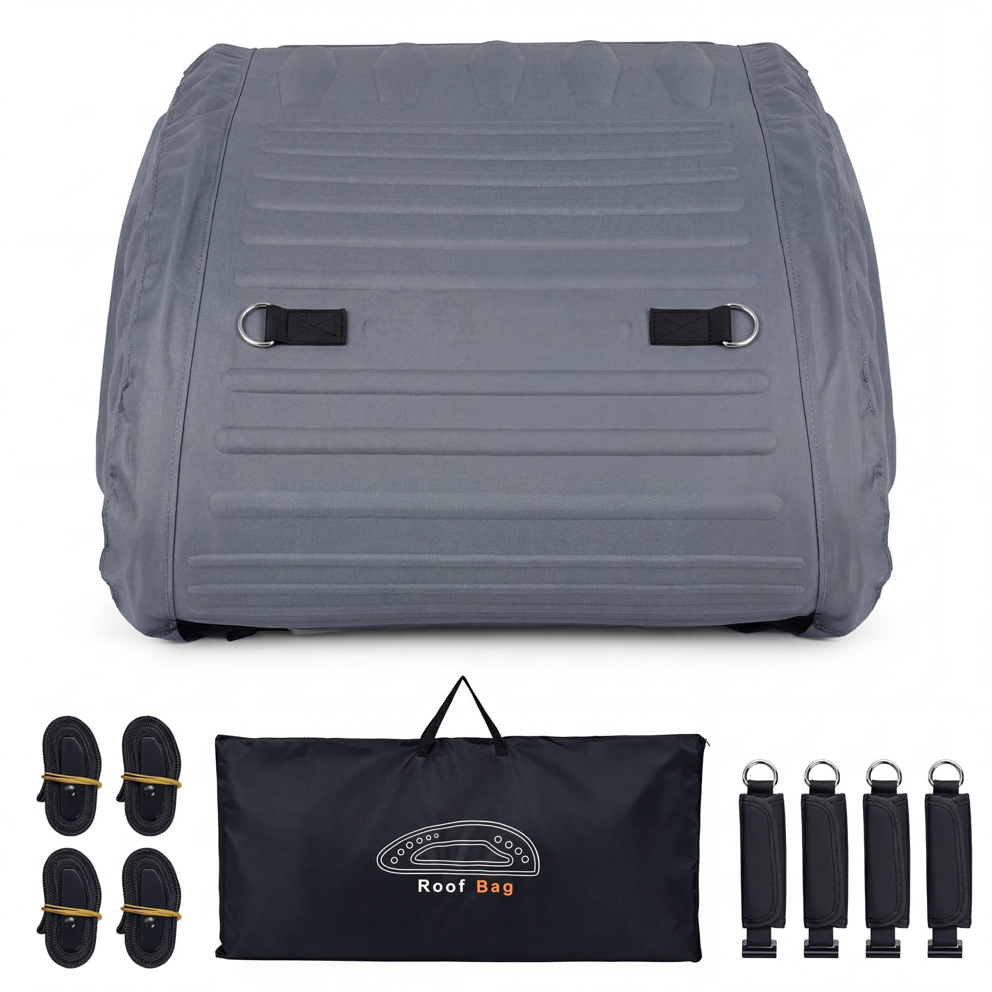SOARS Coffre de Toit Voiture Pliable, Porte-Bagage Imperméable en PE Mousse 400 L, Coffre de Toit Souple avec 4 Sangles, Sac de Transport, pour Camionnettes, SUV, Camping-Car, 115 X 60 X 35 CM (Gris)