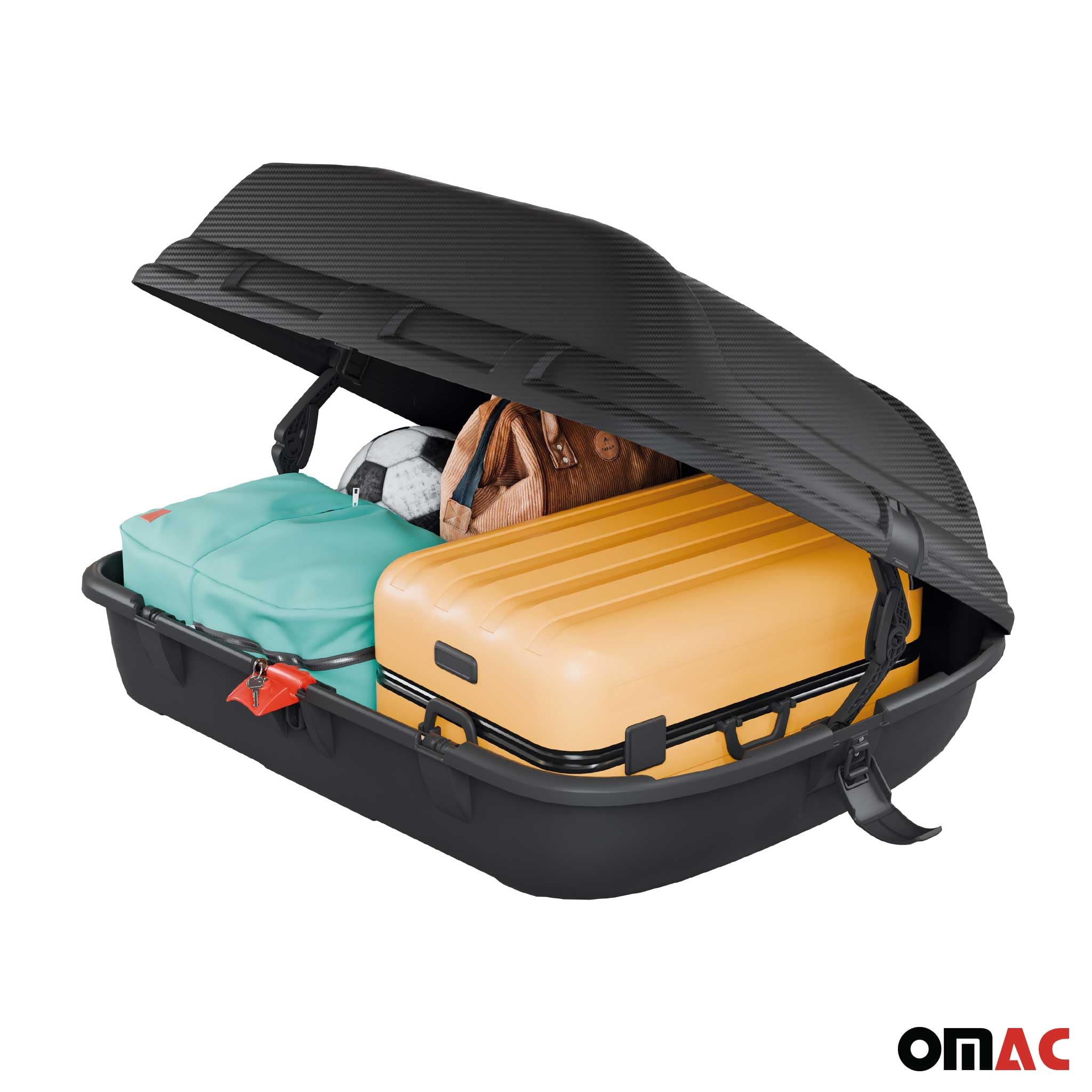 OMAC Cofre de techo para – Certificado TÜV – Sistema frontal de aluminio con cerradura – Capacidad de carga de 55 kg – 270L