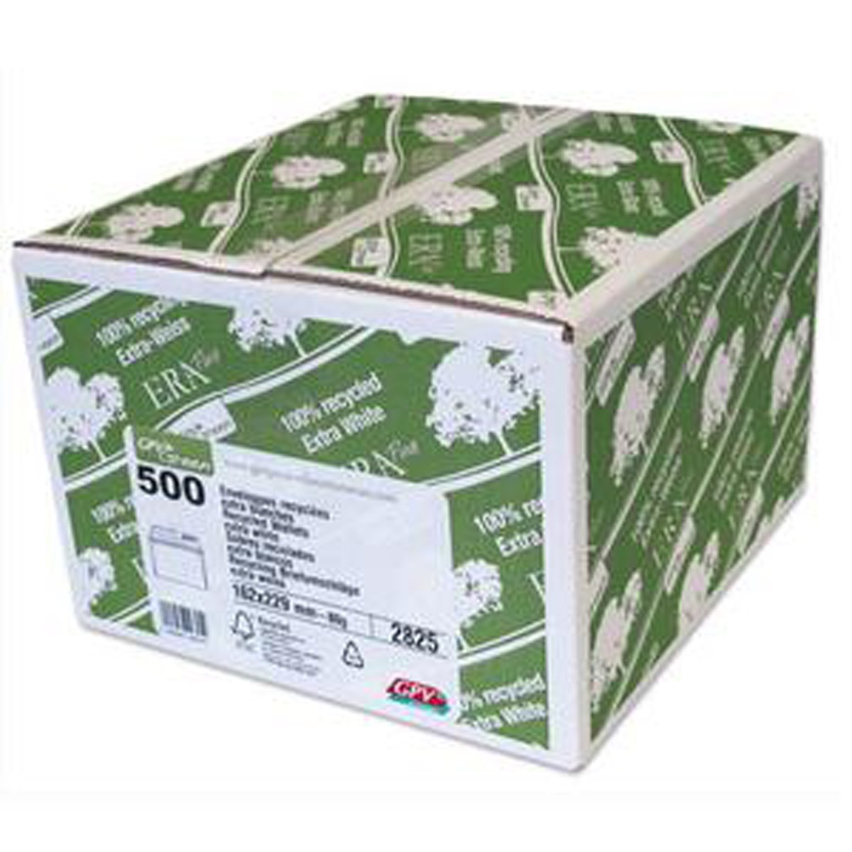 Boîte de 500 enveloppes recyclées extra blanches Erapure, format C5 162x229mm 80g