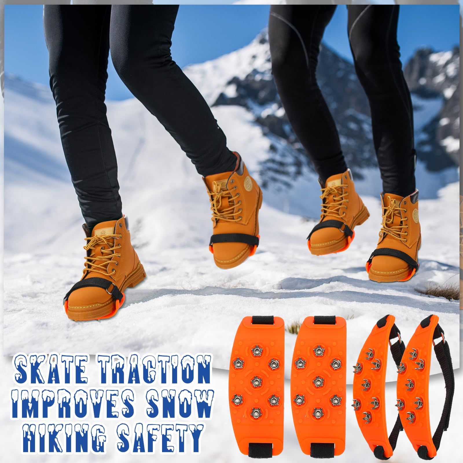 Crampons à Glace 12 Dents Acier Manganèse – Chaussures Antidérapantes Pour Neige, Verre Et Randonnée Hiver