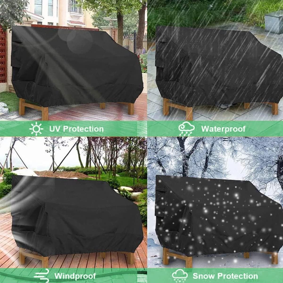 ECYC Heavy Duty 2 Seater Patio Bench Seat Cover, Outdoor Waterproof Furniture Cover Garden Patio Loveseat Cover, 52.76x25.98x35.04 inch