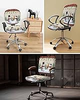 Vista 3 de Fundas elásticas para silla de oficina con diseño de muñeco de nieve, 2 piezas, suave y decorativo, protector para silla de escritorio