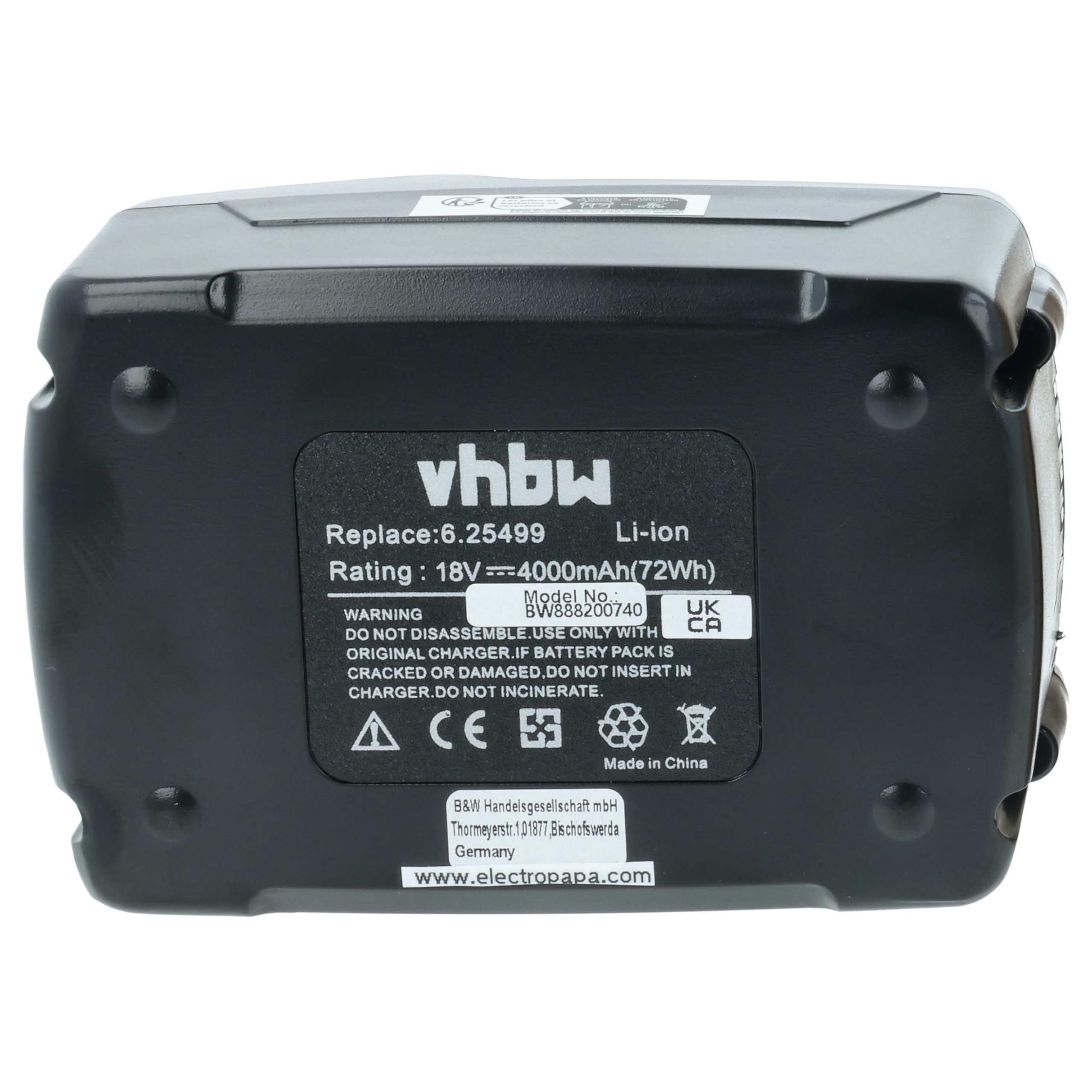 vhbw Bateria kompatybilna z Starmix ISC L 36-18V, L18V Top, ISC M 36-18V Safe Electric Tool (4000 mAh, Li-ION, 18 V)