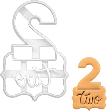 BAKERLOGY Number Two Cookie Cutter - Detailed Biscuit Cutter Design for Baking and Crafts, ideal on fondant, dough, clay