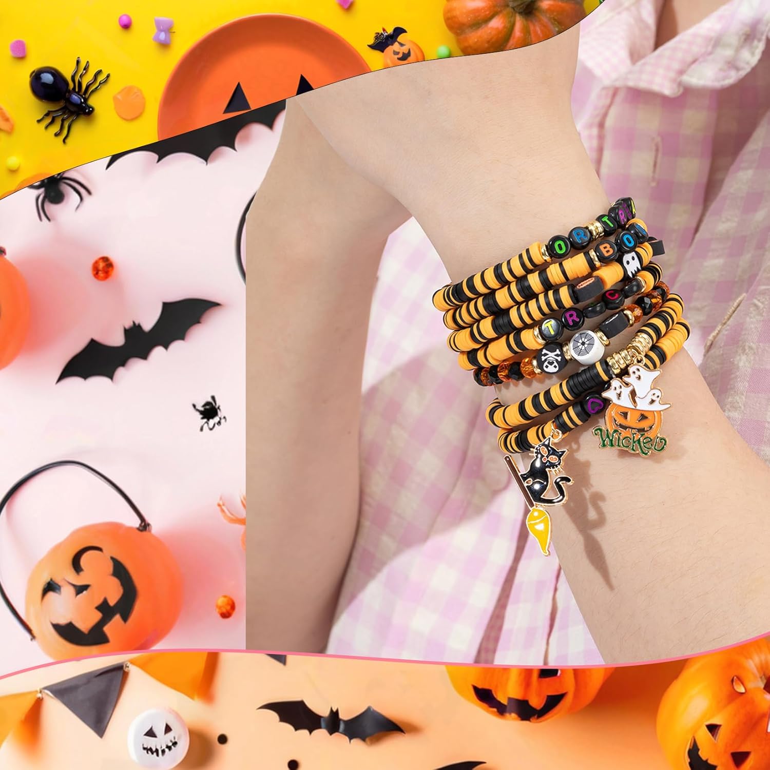 Friendship Beaded Bracelets for Women, Stackable Colorful Surfer Boho Clay Bead Stretch Bracelets - Image 5