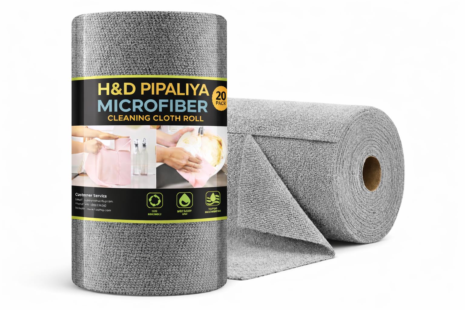 20-Count Microfiber Cleaning Cloth Multipurpose Cleaning Cloth Roll Pre-Cut Tear Away Microfiber Cleaning Cloth Roll Kitchen Cloth for Cleaning Highly Absorbent Reusable-image-13
