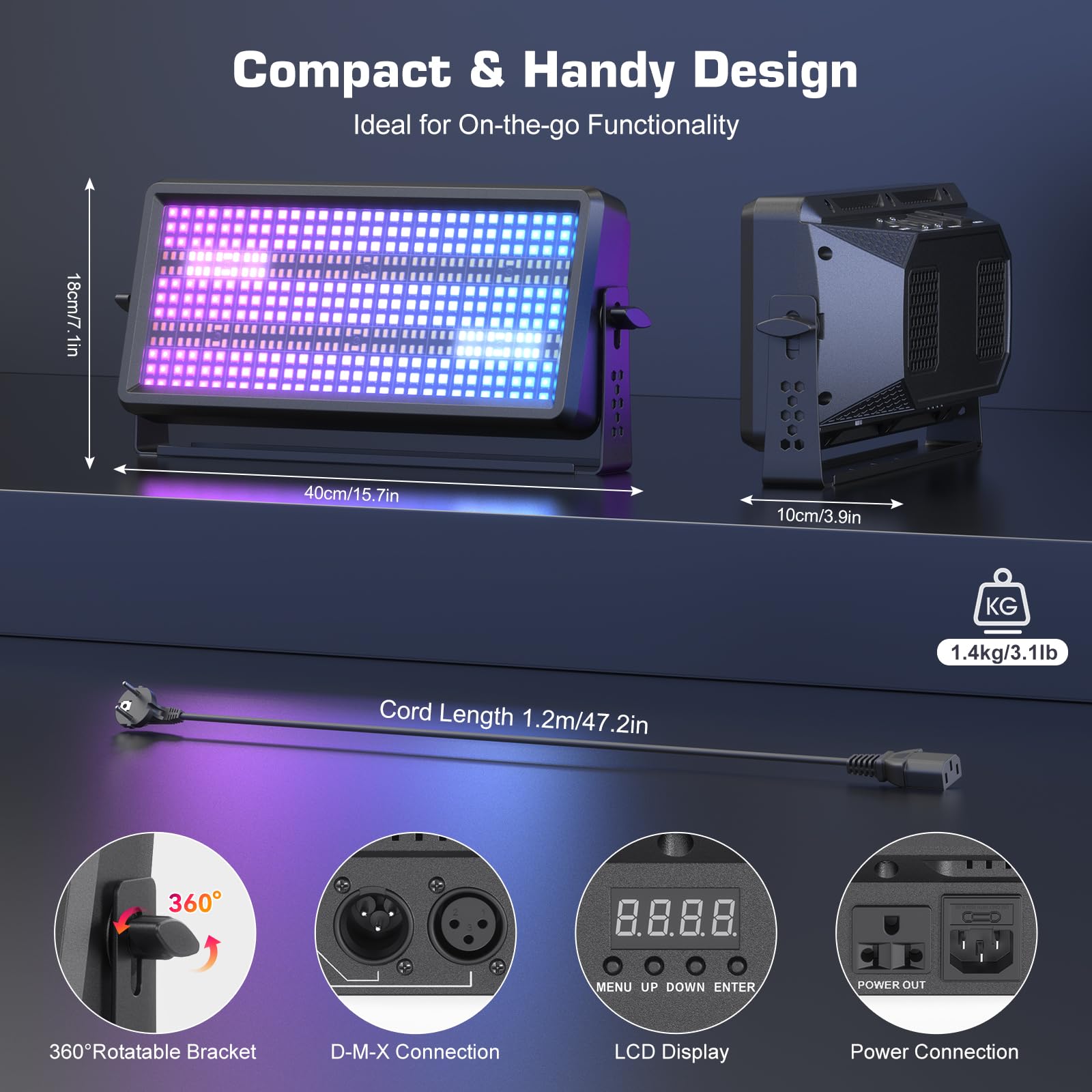 2PCS 120W LED Wallwasher Strobo Luce da Palco,Proiettore LED RGBW 4in1 Luci Discoteca con Telecomando,LED Stroboscopio Effetto Faretto Barra Luminosa per DJ Bar,Disco,Natale,Halloween,Feste,Matrimoni