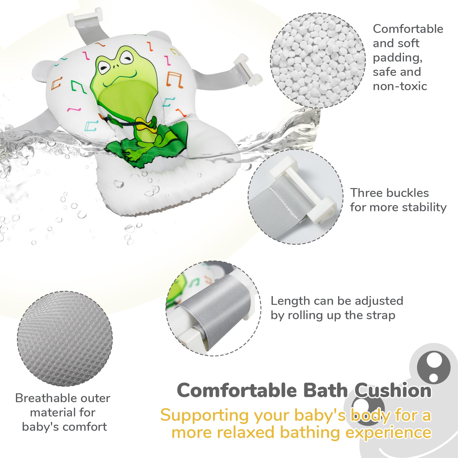DEANIC - Bañera plegable para bebés con paño para bebés, bañera portátil con cojín de apoyo suave para recién nacidos de 0-3-6-12 meses, bañera plegable para interiores, viajes (gris)