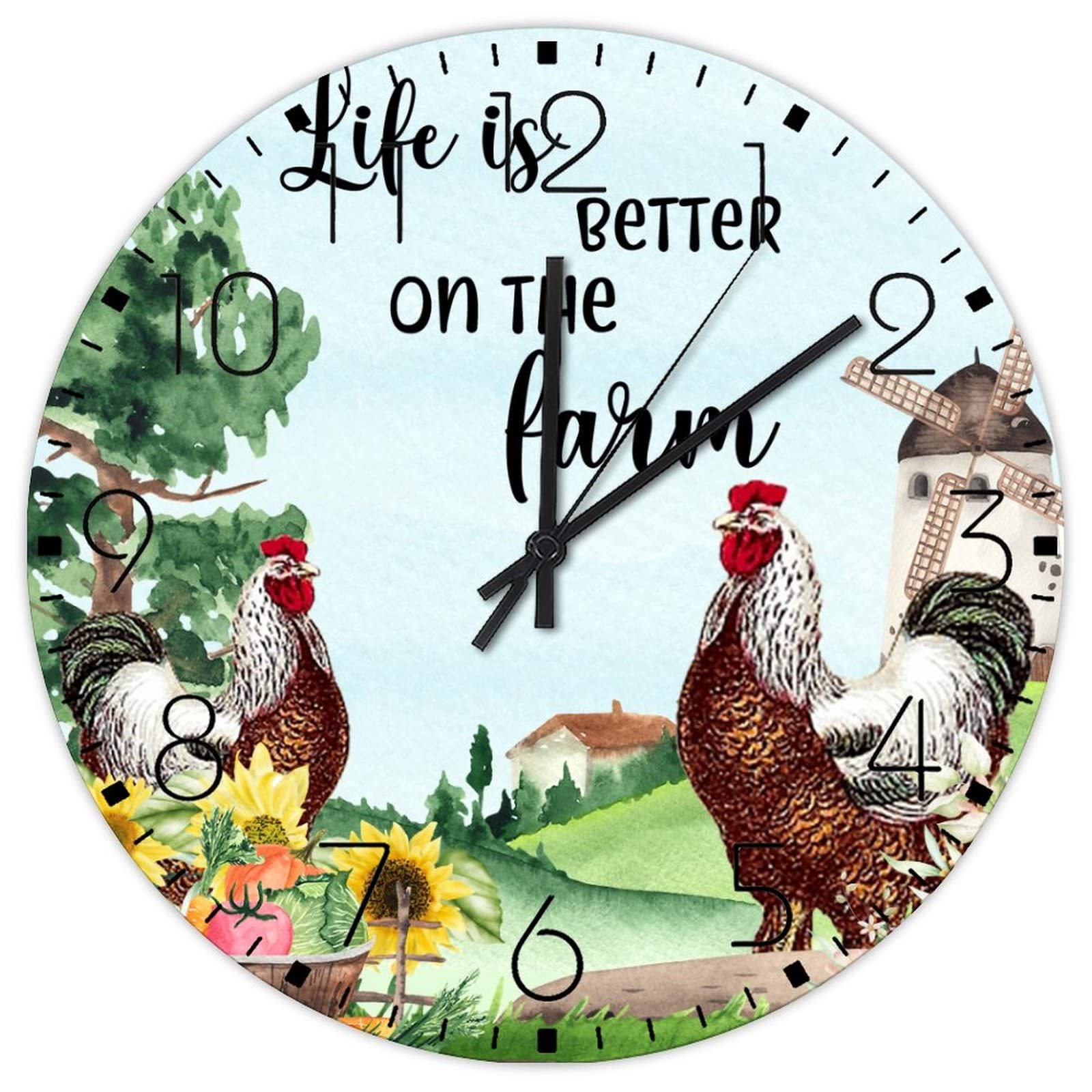 Horloge murale sans tic-tac en bois de 30,5 cm pour supprimer les bruits nocturnes