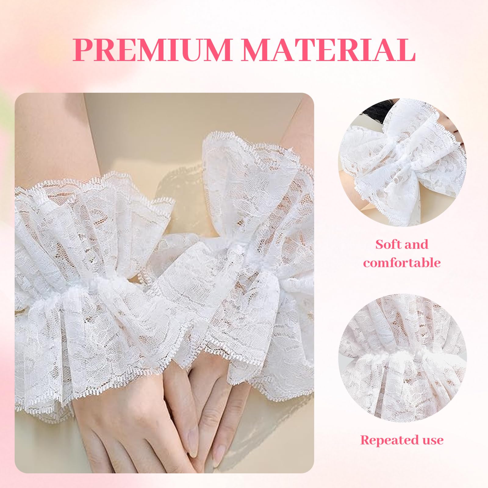 FrostyFlair Lace Gloves, Clown Gloves & White Clown Glove, Fingerless Lace Gloves for Women Halloween Costume and Party - Image 4