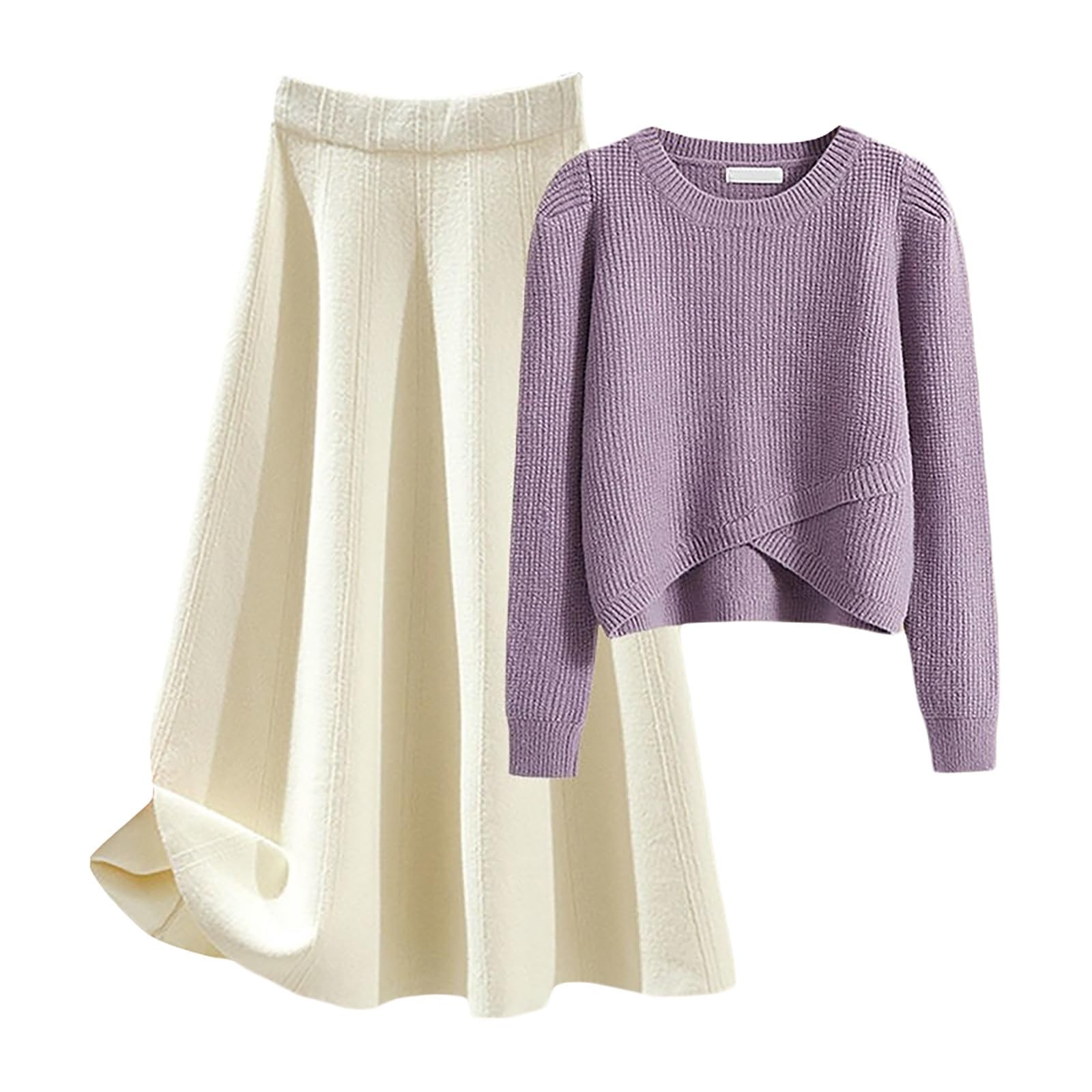 Set di gonna a maglia da donna autunnale, maglione a maniche lunghe e gonna maxi a vita alta, set di due pezzi maglione a maglia, gonna midi, tuta da casa, clubwear, top bodycon, gonna alla moda per
