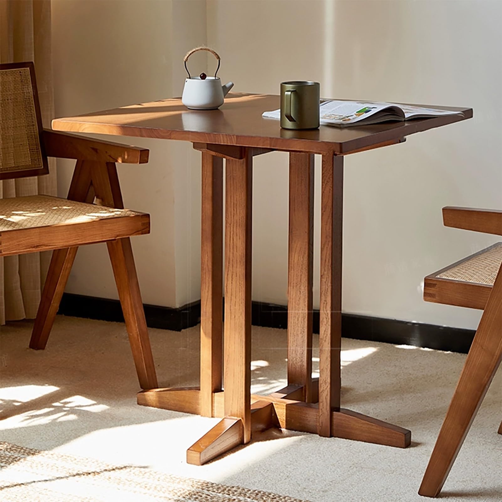 Tavolo da Pranzo Quadrato, Tavolo da Cucina in Legno, Struttura Stabile, Tavolo da Riunione per Ufficio, Tavolo per la Negoziazione Della Reception, per Casa, Ufficio(70cm/27.5in)
