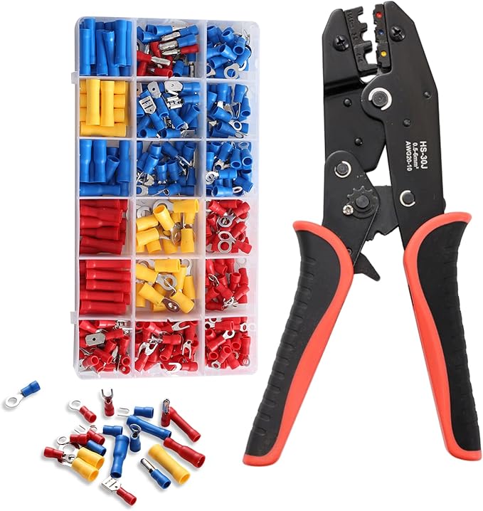 Insulated Wire Terminal Crimping Tool Kit, Ratchet Crimper Plier, Cable ...