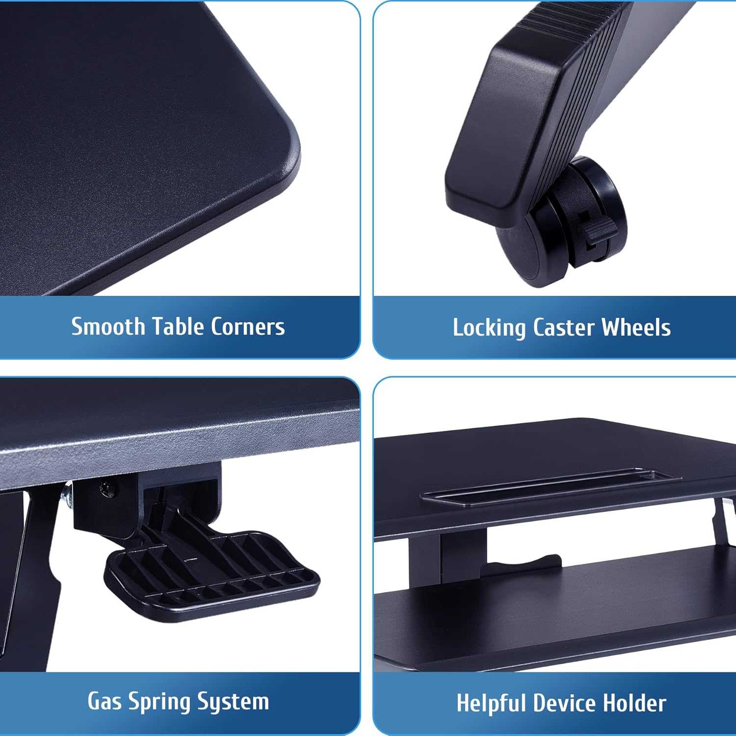 VONLUCE Standing Desk with Keyboard Tray, Mobile Stand Up Computer Desk, Height Adjustable 2 Tier Rolling Laptop & Monitor Stand, 26x18 Compact Home and Office Workstation with Gas Spring Lift, Black : Office Products