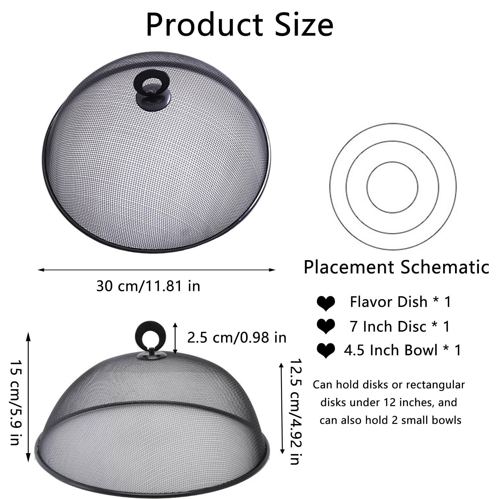 Lebensmittel Abdeckung Netz, 2 Stück Runde Lebensmittel Abdeckung, Mesh Abdeckhauben Für Lebensmittel, Fliegenhaube Lebensmittel Abdeckhaube, Für Partys Obst Essen Bbq Picknick (2 Farben, 30cm,B)