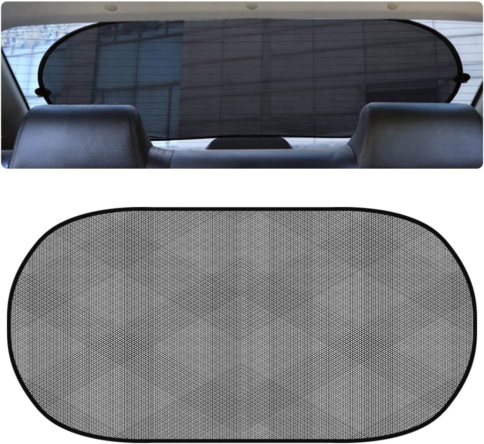 SSNNUU Foldable Car Rear Window Sun Shade Screen,Black Mesh