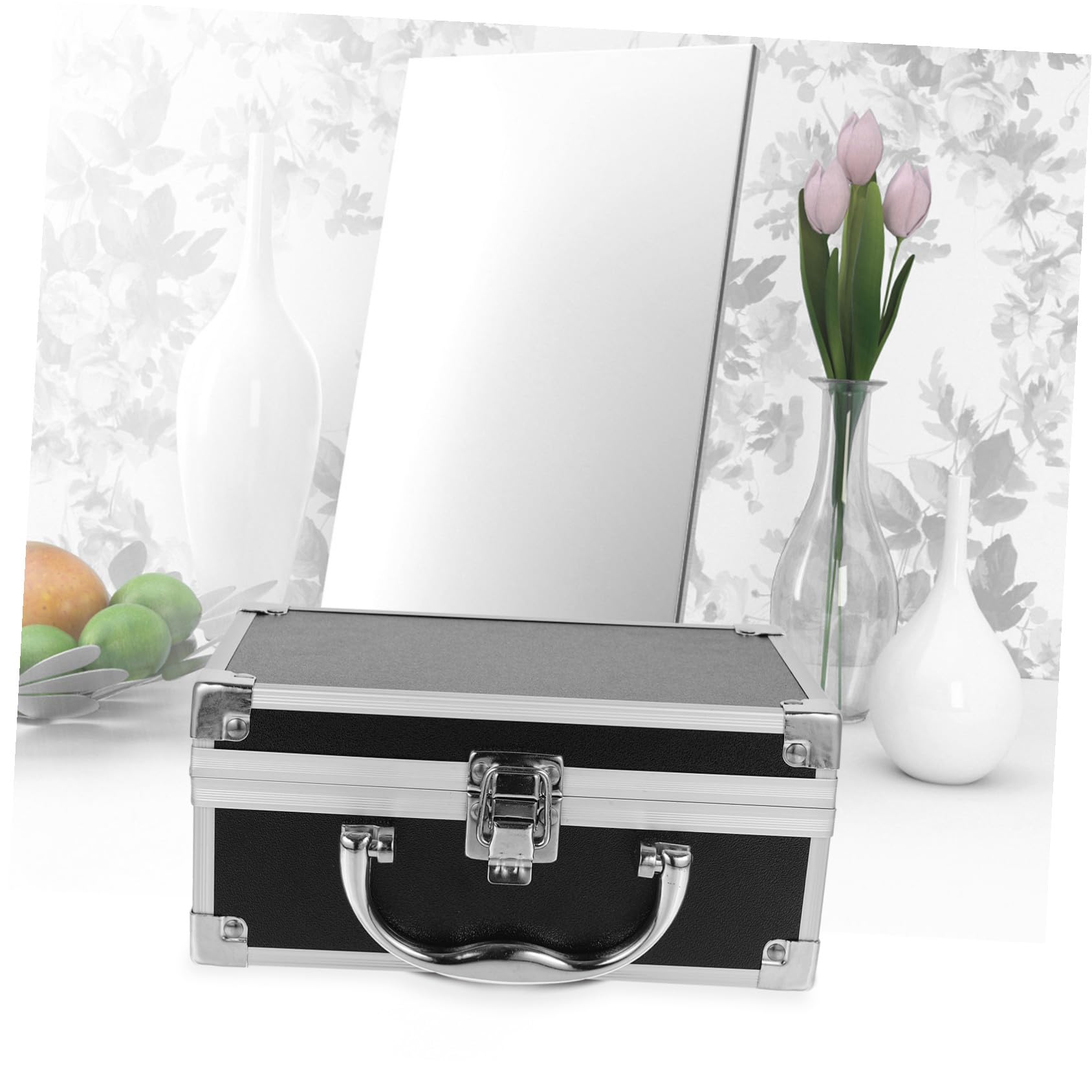 Valigetta Cosmetici Portatile in Lega di Alluminio Nera Organizer Compatto per Trucco e Accessori Custodia da Viaggio Elegante e Versatile per Professionisti e Uso Quotidiano