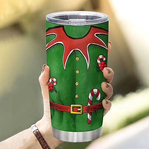 Miniatura 10 de Hyturtle Vaso de Navidad personalizado de gnomo con tapa, 20 onzas, 30 onzas, acero inoxidable, doble pared, aislado al vacío, taza de café, taza de