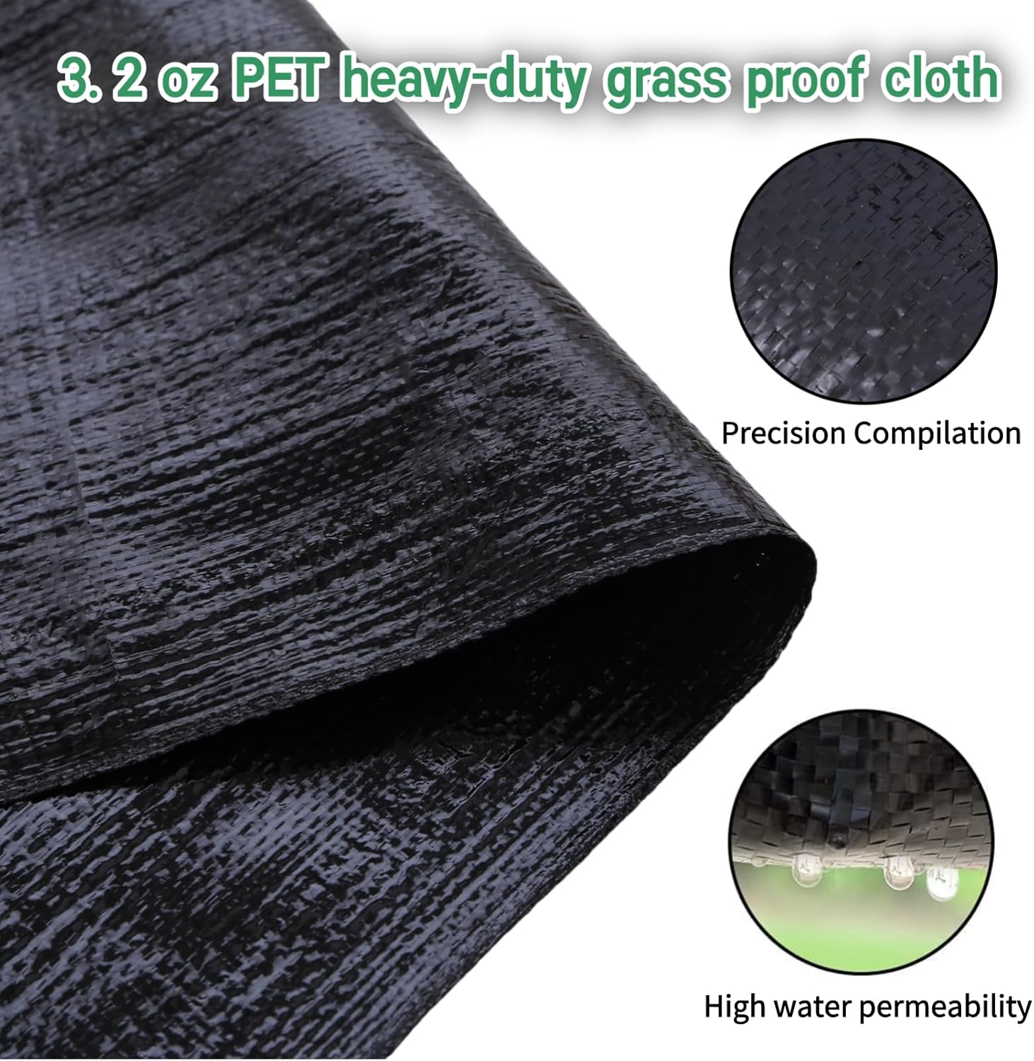 Weed Barrier Fabric,PET Heavy-Duty Landscape Cloth,3.2x100FT 3.2 Oz Garden Weed Control Ground Cover.
