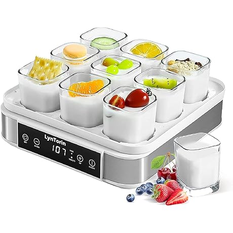 Ultimate Yogurt Maker: 9pcs Glass Jar Stainless Steel Yoghurt Maker