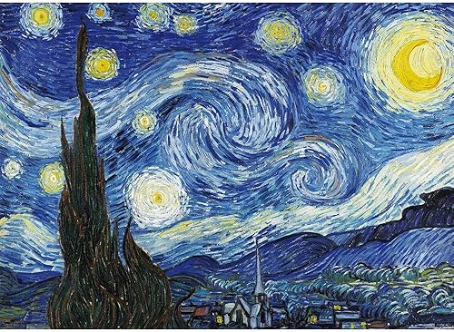Miniatura 3 de Rompecabezas de noche estrellada de 1000 piezas para adultos y niños, rompecabezas con calcomanías, famosa pintura al óleo por Vincent Van Gogh