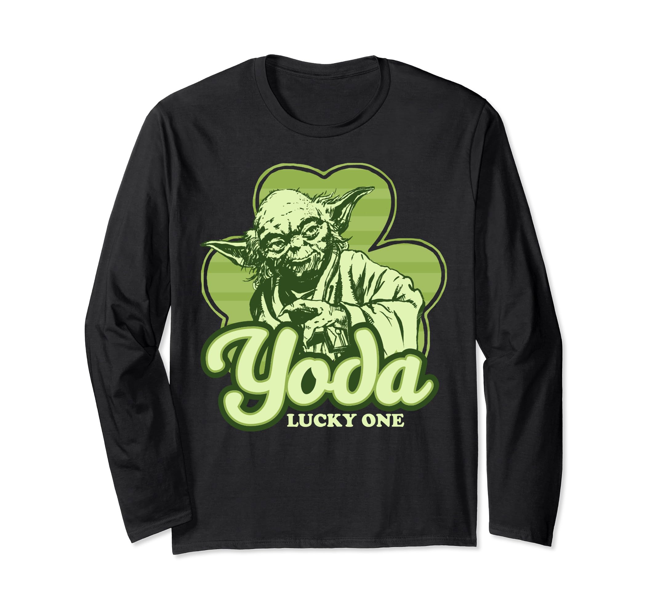 Star Wars Yoda Lucky One Clover St Patrick's Day Long Sleeve T-Shirt, Black