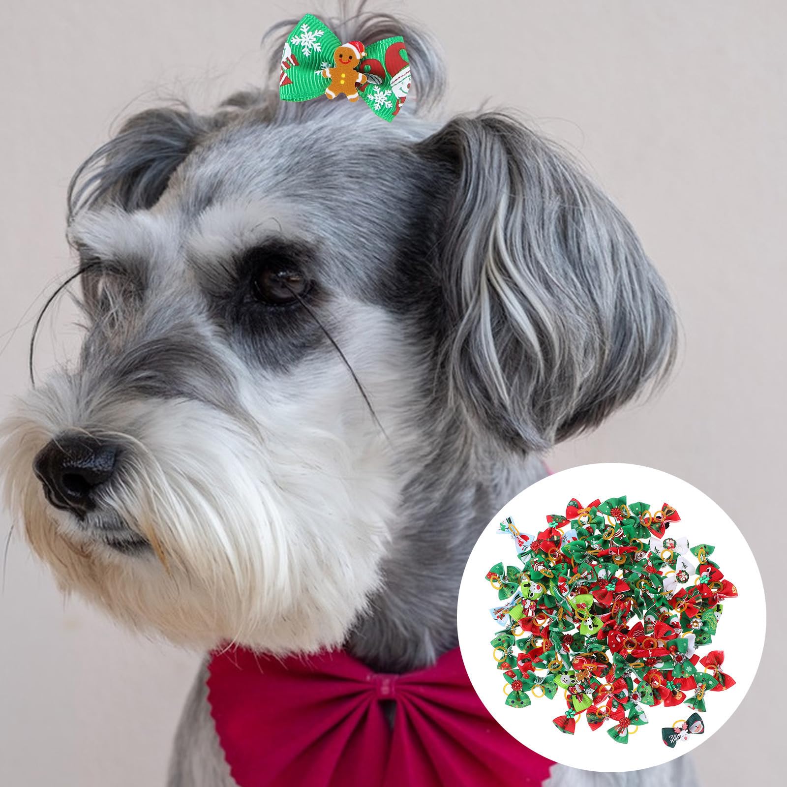 BESPORTBLE 200 Unidades Lazo de Pelo para Mascotas Navideño, Adorno de