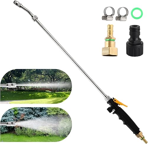 Rerennco 29 Inch Sprayer Wand, Adjustable Water Flow, Rotating Nozzle, Leakproof, Durable Stainless Steel for Garden Watering, Car Washing, Surface