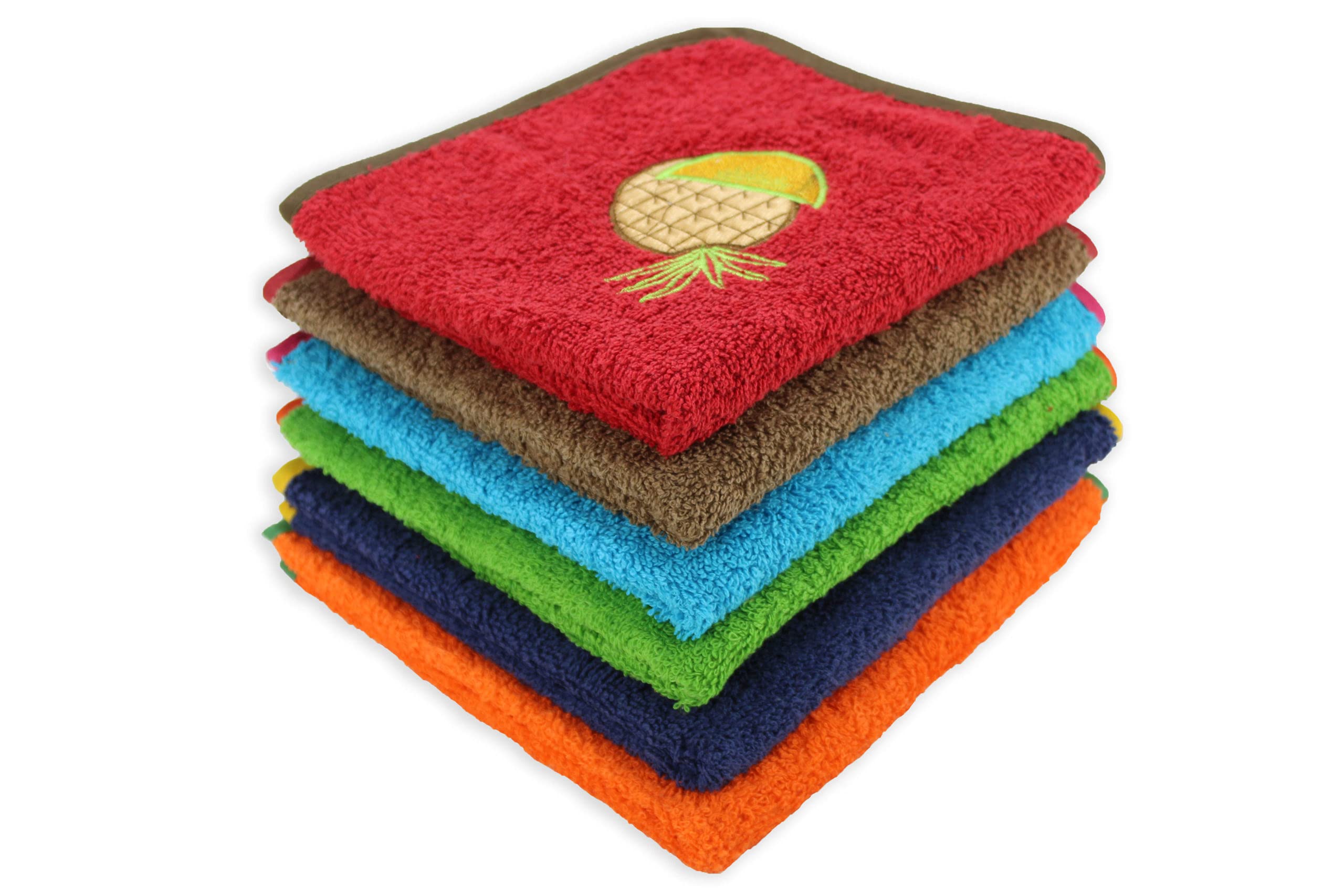 Acomoda Textil - Paños de Cocina 100% Algodón, Toallas de Rizo 50x50 cm, Trapos Absorbentes, Suaves y Resistentes 500 gr/m². (Frutas, 6)