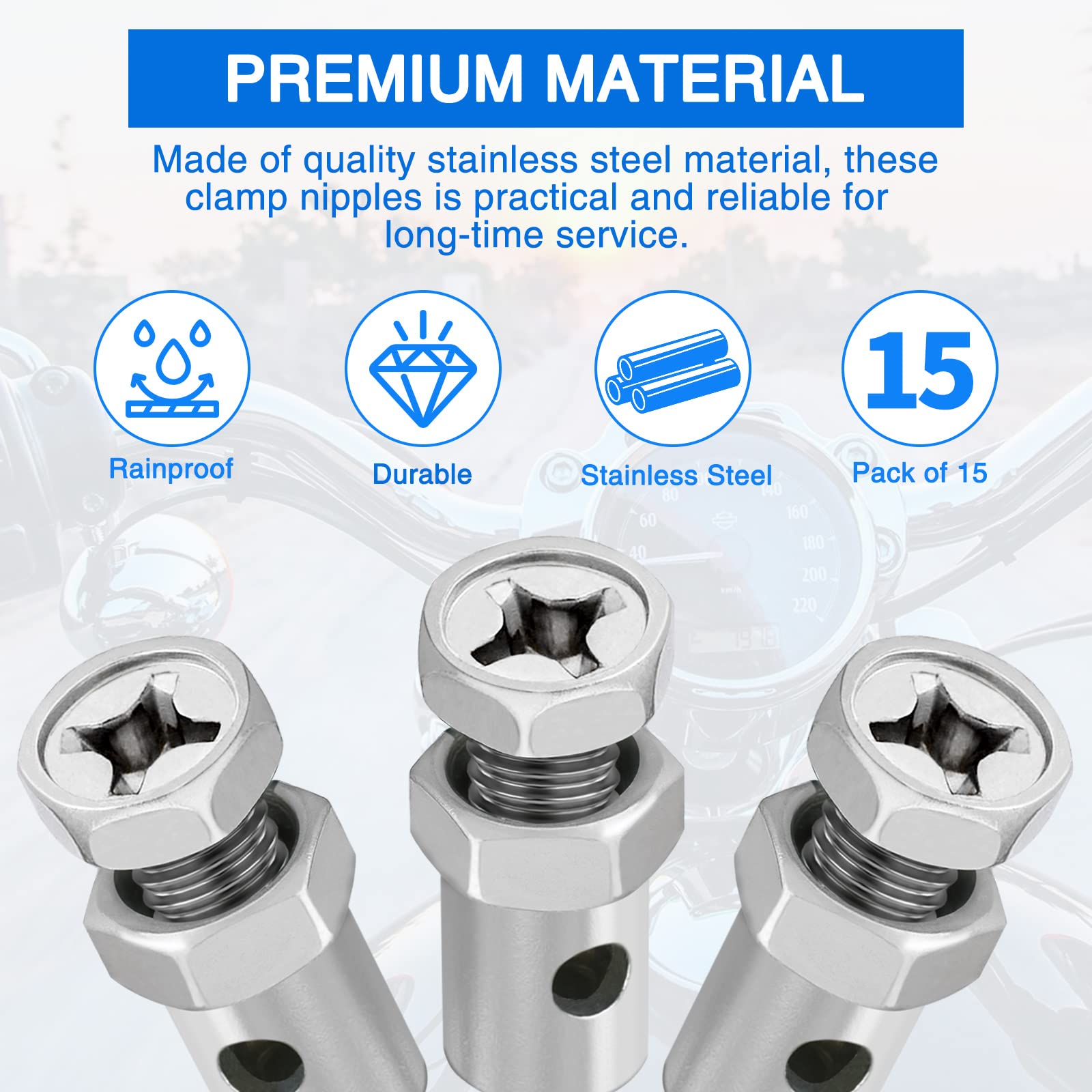 Tongze 15pcs Brake/Throttle Cable Ends: 1/8