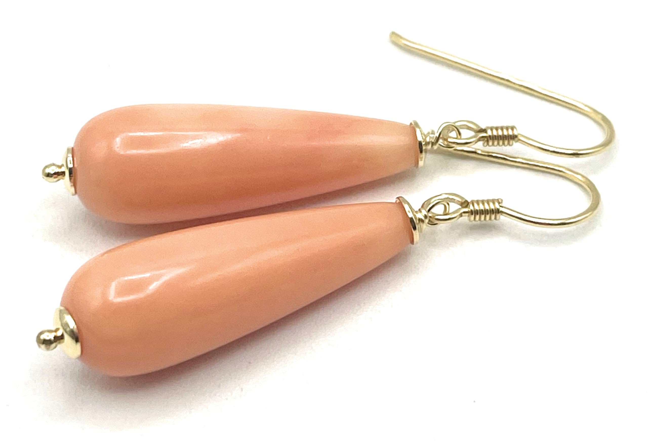 Orecchini con Gocce Rosa Corallo, Pendenti in Gold Filled 18 K, Gioielli Fatti a Mano, Bijoux Estate