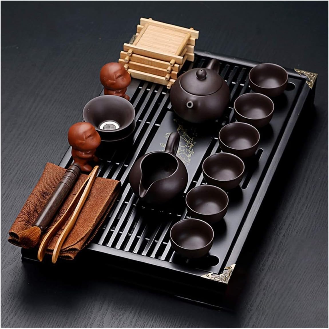 ティートレイ、gongfu紅茶サービング、トレイソリッドウッドティートレイの排水貯水池、ティーハウスの贈り物と家のためのタイプ (C