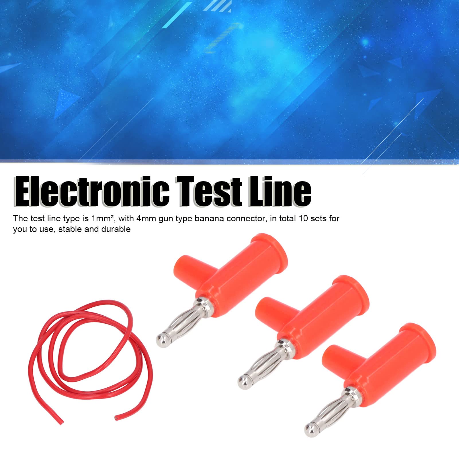 Test, 30-60VDC 19A 1 mm² Wearproof Test Leads Brass+ABS Set of 10 with 4mm Banana Plug for Electrical Testing (Red)