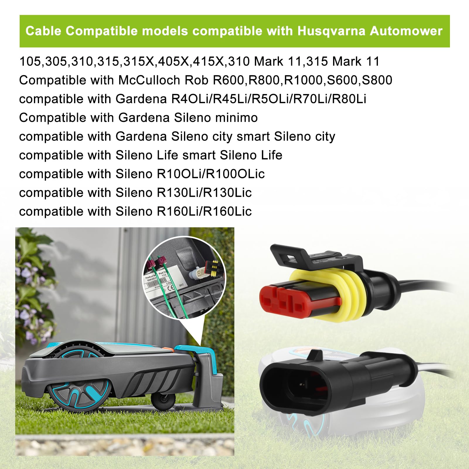 Cable transformador de 5 m de baja tensión compatible con Gardena Robotic R38Li, R40Li, R80Li, Sileno City, Sileno+ R100Li, robot cortacésped Husqvarna Automower 105 305 310