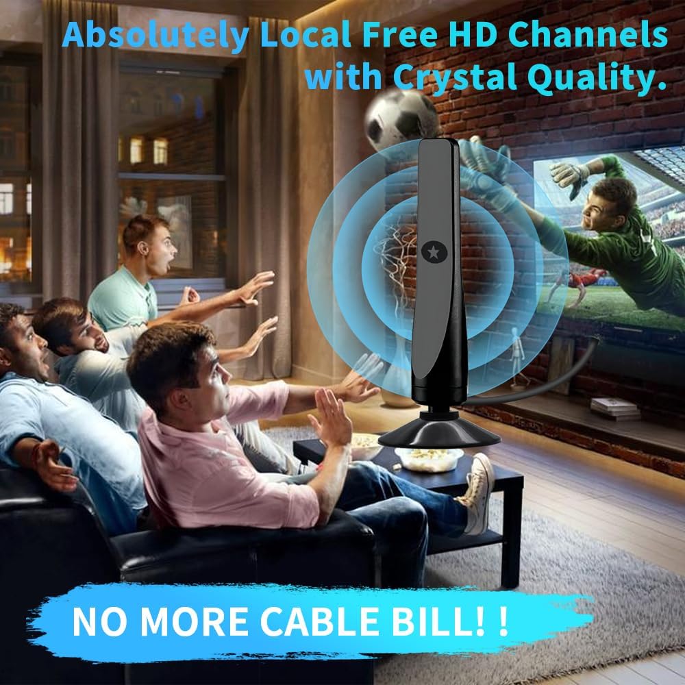 2026Wave Max TV Antenna - Long Range Indoor Digital HDTV Broadwave Antenna with Smart Signal Amplifier, Supports 8K 4K 1080p, 600+ Mile Range, Beamforming Tech for Local & Distant Channels (2)