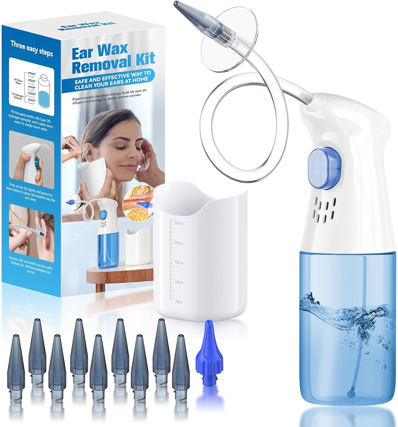 Ear Wax Removal, Ear Cleaner, Ear Wax Removal Kit, FSA Eligible Items Only List, Manual Ear Irrigation Flushing System, Safe and Effective to Clean Ear Built Up Wax Blue